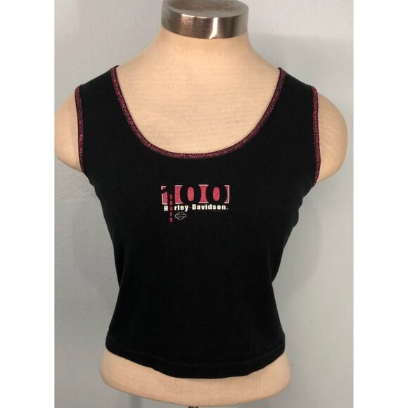 Harley Davidson Crop Tank Top Large Women Elastic Fabric 100 ANNIVERSARY - Picture 1 of 5